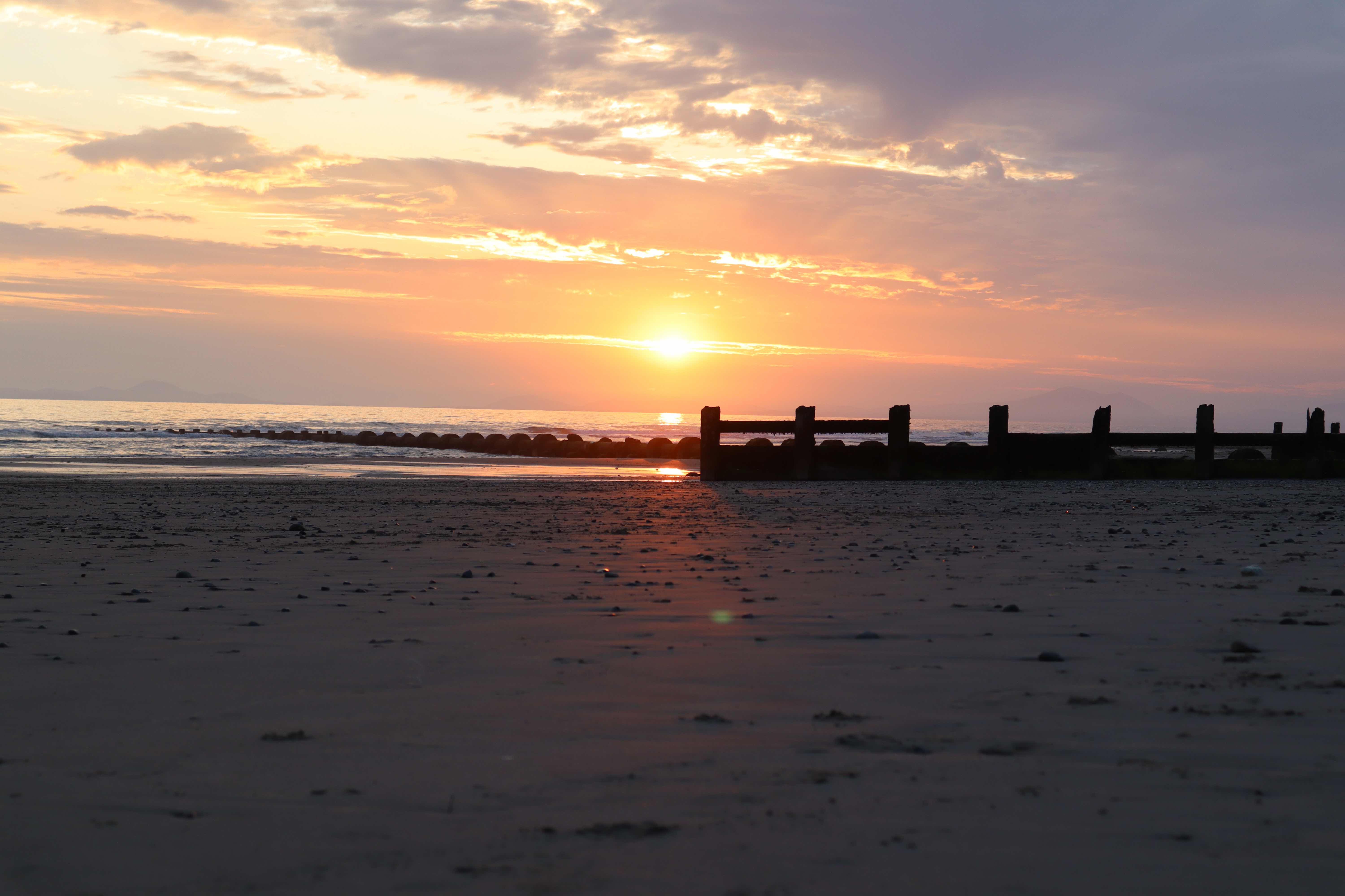 bright sunset over ocean